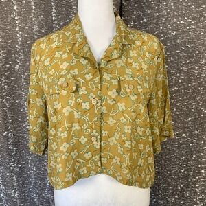 Marulinne Button Up Floral Short Sleeve Blouse Boho Retro Women's 11R